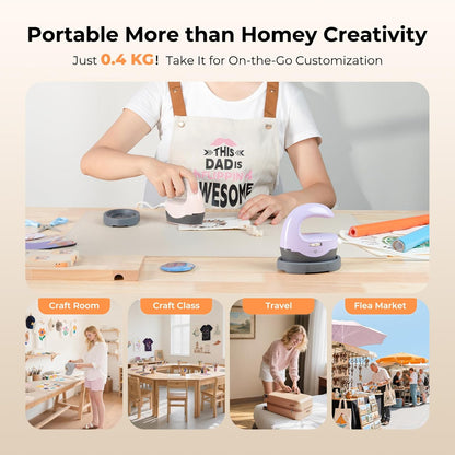HTVRONT Heat Press H1 Mini Heat Press Machine for Fuse Beads, Small Heat Press Portable Iron Press Machine for T Shirts, Hats, Heating Transfer Projects (H1 Pink)