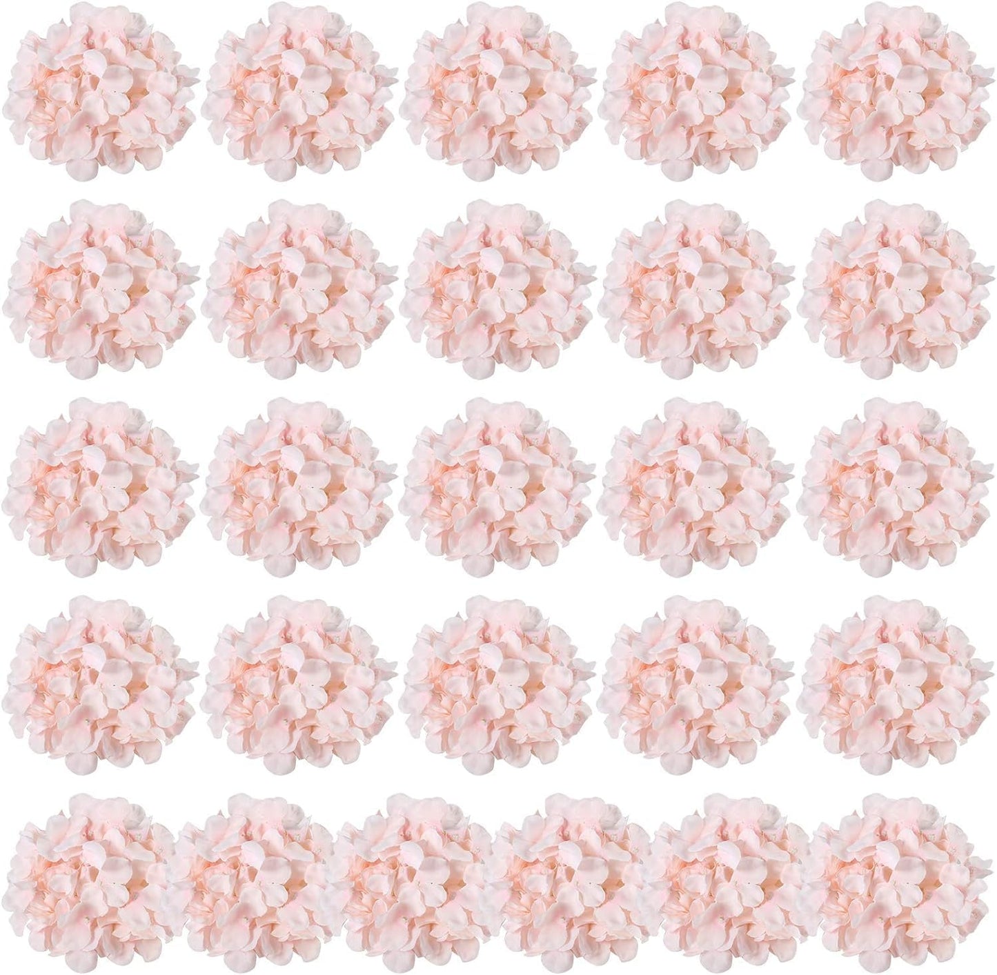 Auihiay 26 Pieces Hydrangea Artificial Flowers Pink Silk Flowers Artificial Flowers Heads with Stems for Home Wedding Party Decorations