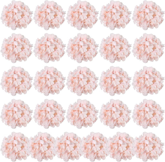 Auihiay 26 Pieces Hydrangea Artificial Flowers Pink Silk Flowers Artificial Flowers Heads with Stems for Home Wedding Party Decorations
