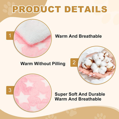Dog Cat Bed Mat, Soft Coral Fleece Pet Cushion Pad with Cute Stars Print, Warm Washable Pet Bed 13x10 Inches, (Pink), Intended for Medium Small Dog Cat