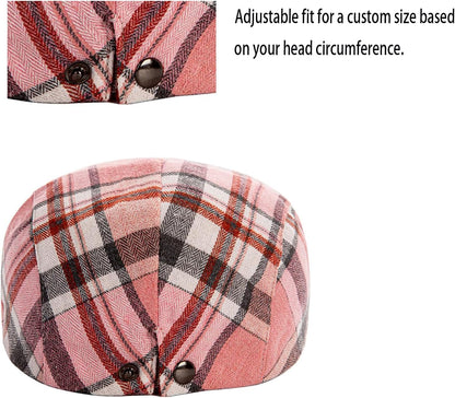 Men's Newsboy Cap, Ivy Style Gatsby Flat Cap, Adjustable Irish Cabbie Ivy Driving Hunting Cap.