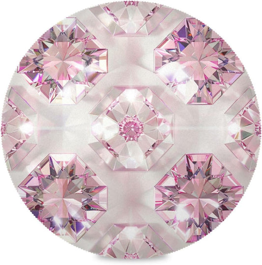 Fake Luxury Peach Transparent Crystal Pattern Round Placement Vinyl Reversible placemats manteles para mesa de comedor 15.4x15.4in Set of 6