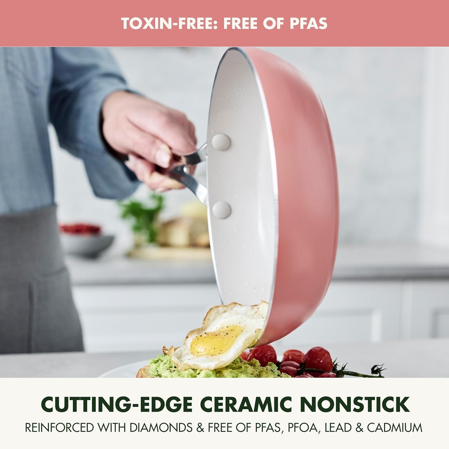 GreenPan Nova 8" Frying Pan Skillet, Oprah’s Favorite Things 2024, Ceramic Nonstick Cookware, PFAS Free, Toxin-Free, Induction Suitable, Dishwasher & Oven Safe, Durable, Easy Clean, Coral