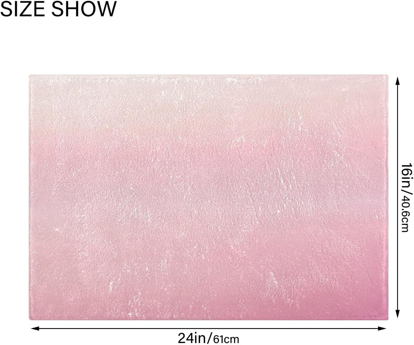 Minimalist Pink Plush Rectangle Bath Rug, Soft Absorbent Fluffy Bathroom Mat with Non Slip TPR Backing for Shower Sink Floor, 16 x 24 in