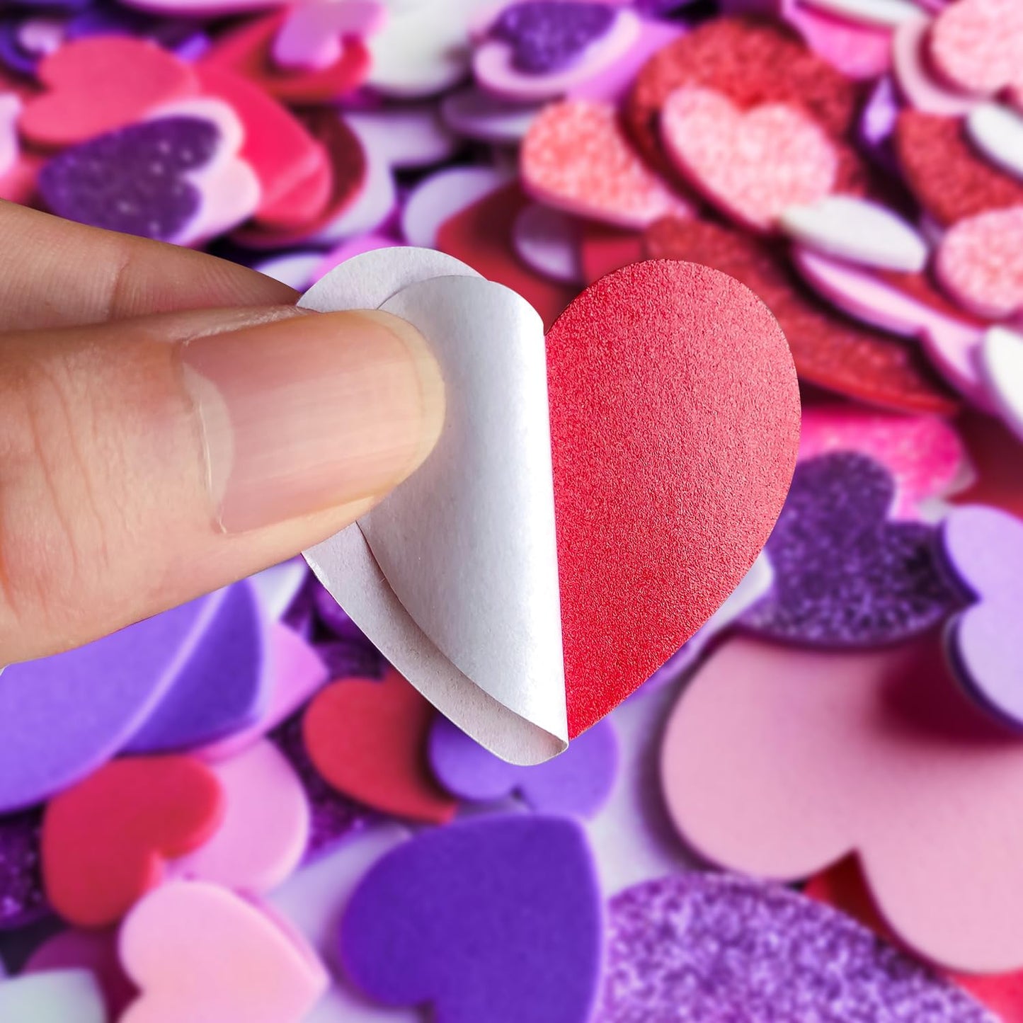 600 Pcs Foam Heart Stickers Red Pink Rose White Purple Hearts Self-Adhesive Stickers for Valentines Day Birthday Party Decor DIY Scrapbooks Greeting Cards Arts Craft Supplies