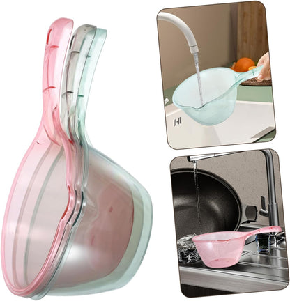 Healifty 3pcs Thickened Transparent Water Ladles for Kitchen and Bath Multipurpose Household Scoop Spoons in Pink Light Green Brown for Plant Watering Food Scooping and Washing Tasks