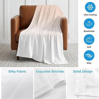Cooling Blanket for Hot Sleepers Peach Pink Lightweight Breathable Double Sided Summer Blanket Gradient White Cooling Throw Blanket for Couch Bed Night Sweats 30"x40"