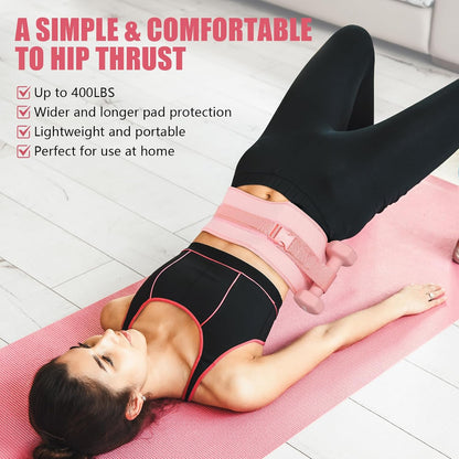 Exercise Hip Thrust Belt - Dumbbell Hip Thrust Belt, Thicken & Widen, Comfortable for Dumbbells, Kettlebells or Plates, Slip Padding, Gym or Home Workouts