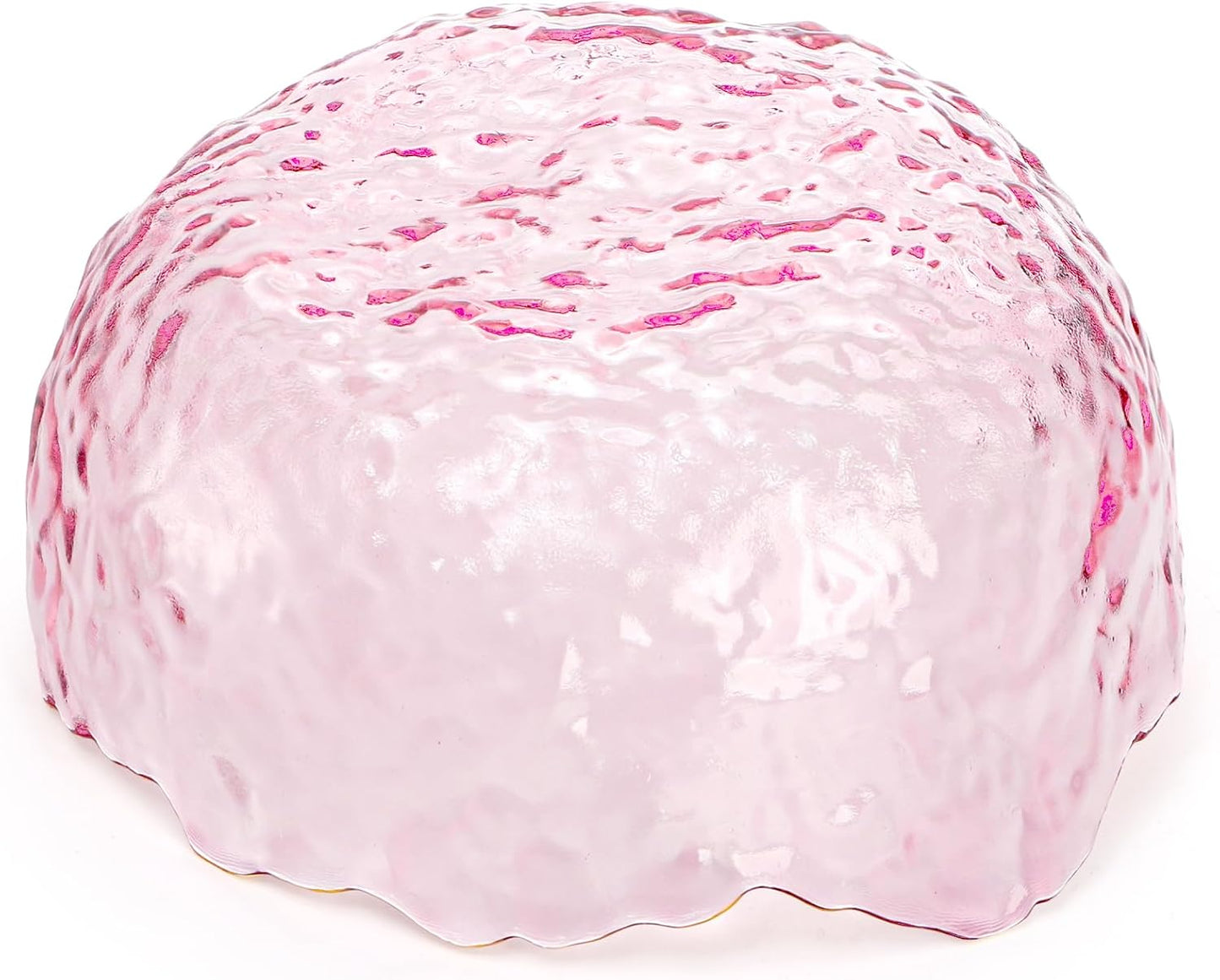 ZEAYEA Set of 3 Glass Salad Bowls, Pink Serving Bowls for Kitchen Prep, Decorative Large Candy Bowl, Irregular Shape Space Saving Nesting Set for Salad, Fruit, Snack, Dessert