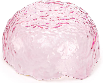ZEAYEA Set of 3 Glass Salad Bowls, Pink Serving Bowls for Kitchen Prep, Decorative Large Candy Bowl, Irregular Shape Space Saving Nesting Set for Salad, Fruit, Snack, Dessert