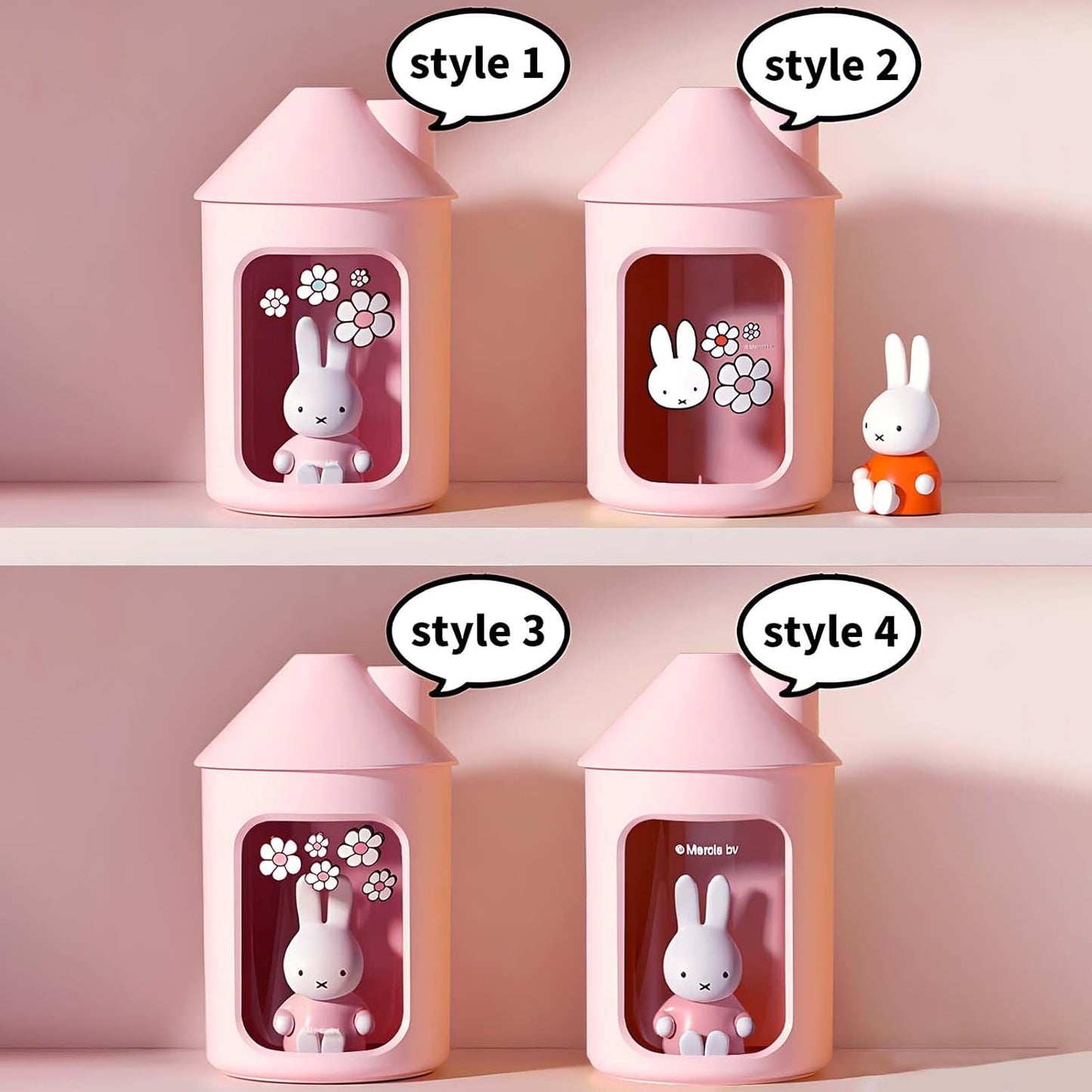 Mipow x miffy BTA700M Cool Mist Humidifier for Bedroom,Ultrasonic Quiet Humidifier with Night Light,450 ML Double Spray Humidifiers for Nursery,Office Indoor Plants (Pink), Gift for Mother's Day