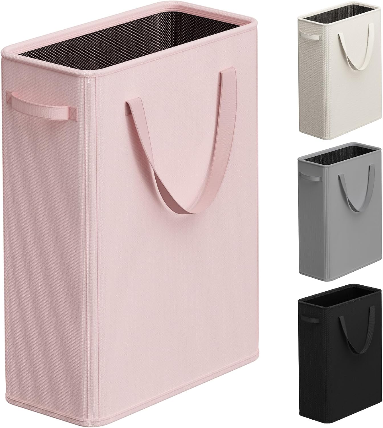 Optish 50L Pink Slim Laundry Hamper, Pink Narrow Laundry Basket with Handles, Baby Hamper for Nursery, Dorm, Bedroom, Living Room, Collapsible Laundry Basket