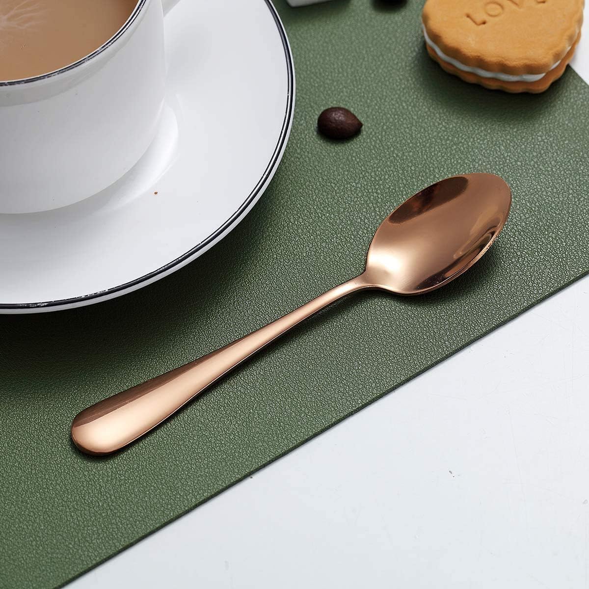Kyraton Rose Gold Coffee & Tea Spoons, 5.5" Titanium Plated, Pack of 6