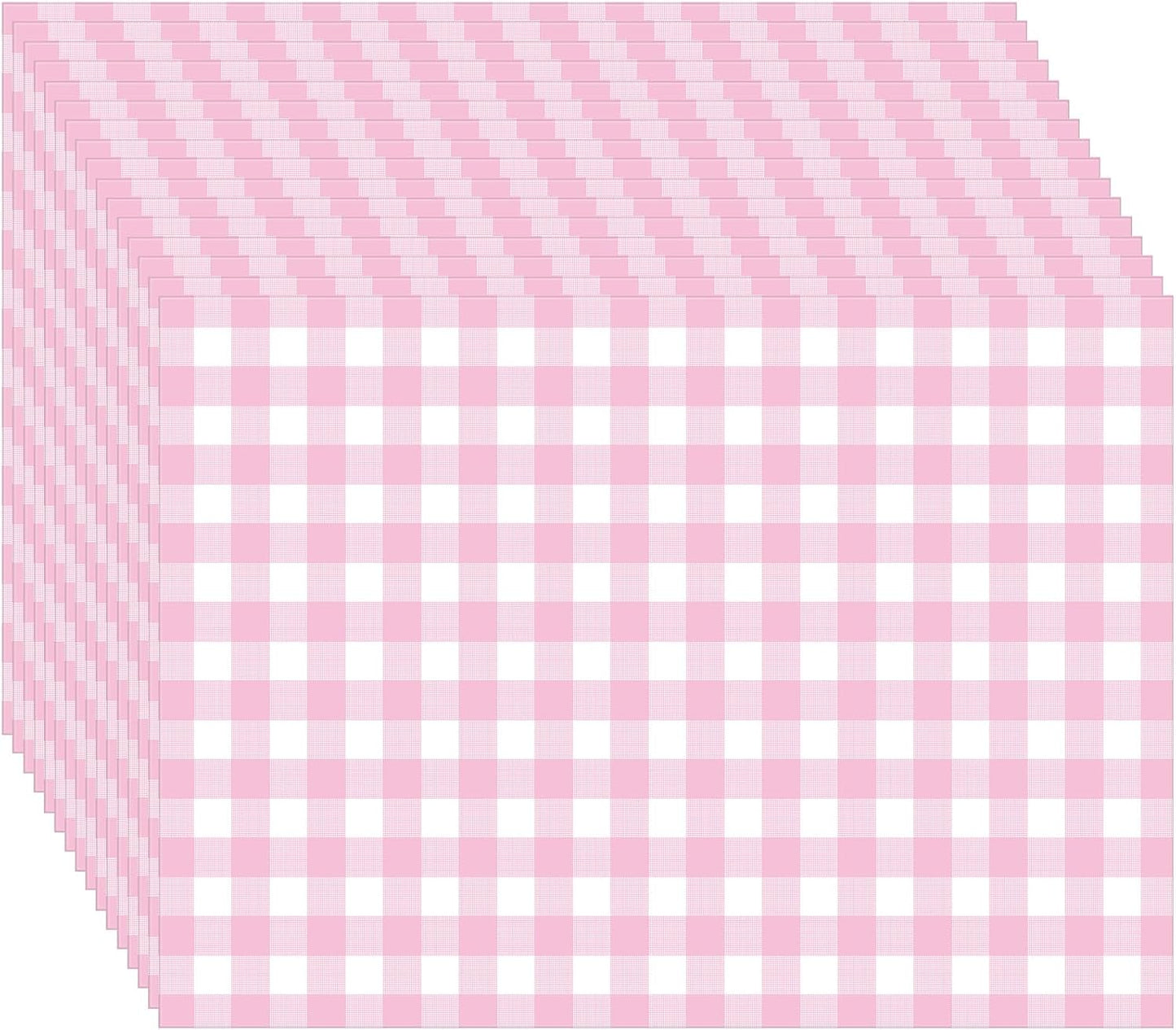 100 Pack Pink Gingham Placemats Pink and White Checkered Paper Placemats Disposable, 10 x 14 Inch Checkered Decorative Table Mats for Wedding Birthday Baby Shower Bridal Shower Party Favor