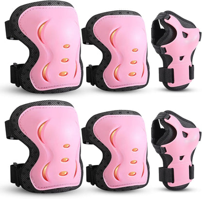 Kids/Youth/Adult Knee Pads Elbow Pads with Wrist Guards Protective Gear Set 6 Pack for Roller Skating Skateboard Cycling Skating Bike Scooter Riding Sports