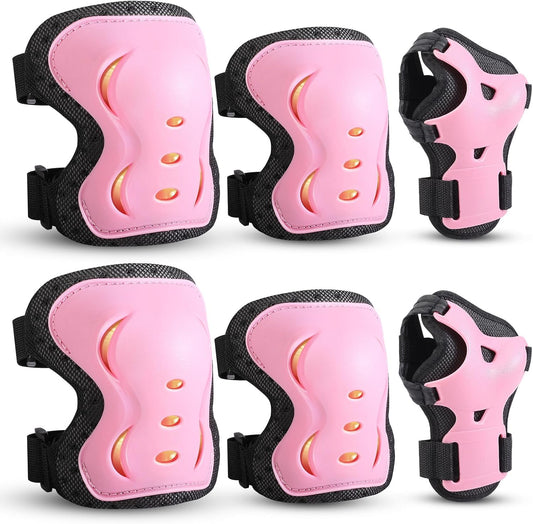 Kids/Youth/Adult Knee Pads Elbow Pads with Wrist Guards Protective Gear Set 6 Pack for Roller Skating Skateboard Cycling Skating Bike Scooter Riding Sports