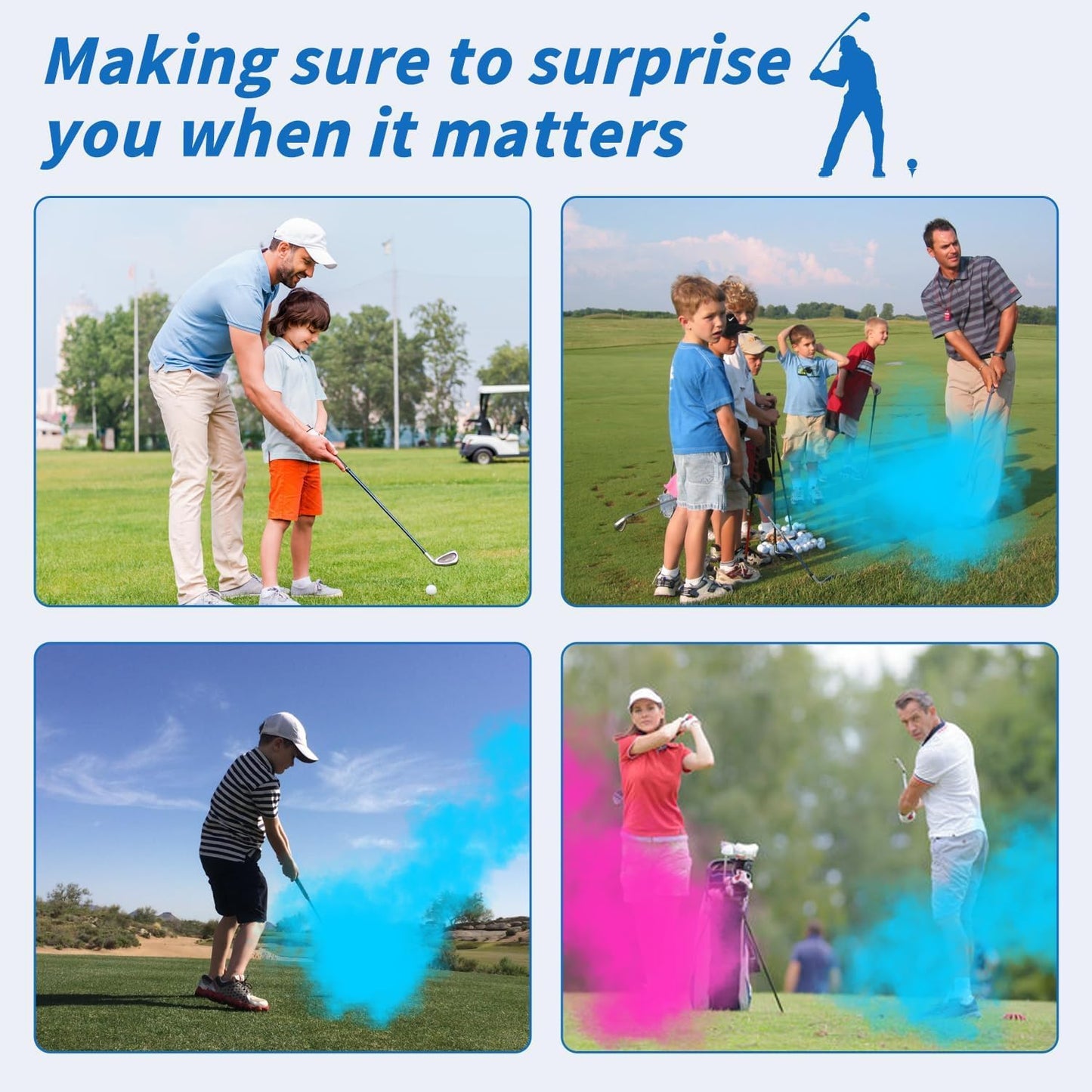 Gender Reveal Golf Balls Exploding Golf Ball (1Pink 1Blue with 2Wooden Tees per Pack) Girl or Boy Baby Reveal Ideas Baby Gender Decoration Ideas Theme (1 Blue 1 Pink)
