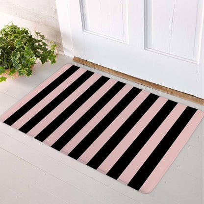 EOBTAIN Black Striped Bath Mat for Shower Pink Stripe Bathroom Rugs Funny Abstract Bathtub Mat Non Slip Door Mat Indoor Entrance Memory Foam Floor Mat for Bedroom Bathroom Accessory 24x16 Inch