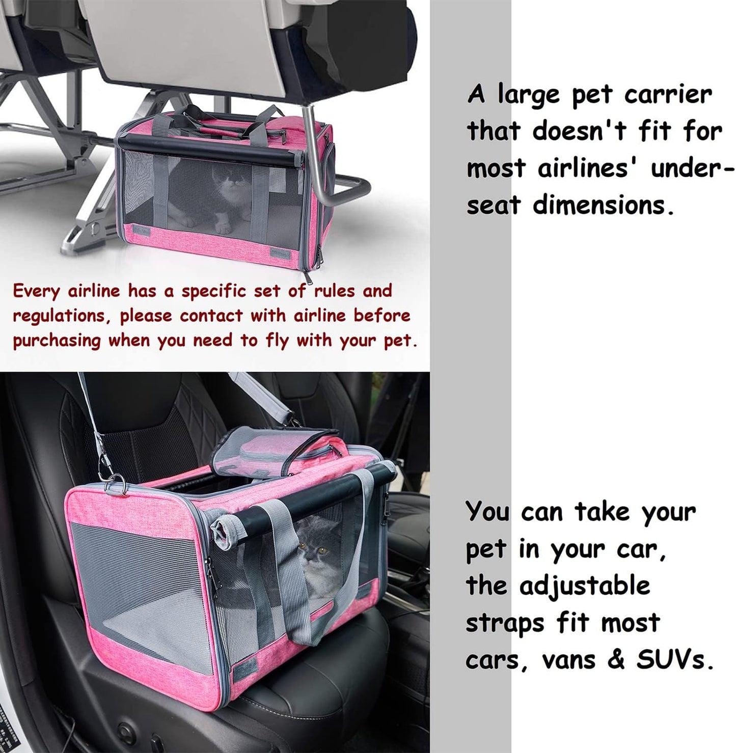 GAPZER Pet Carrier for Large and Medium Cats, Soft-Sided Pet Carrier for Big Medium Cats and Puppy Dog Carriers Cat Carriers, Pet Privacy Protection Travel Carrier