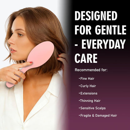 EAGLE FORTRESS Boar Bristle Hair Brush for Women, Men & Kids, Detangling Hair Brushes for Thick, Thinning, Dry or Wet Hair with Nylon Pins, Smooth & Shine Hair Brush for Extensions – Pink