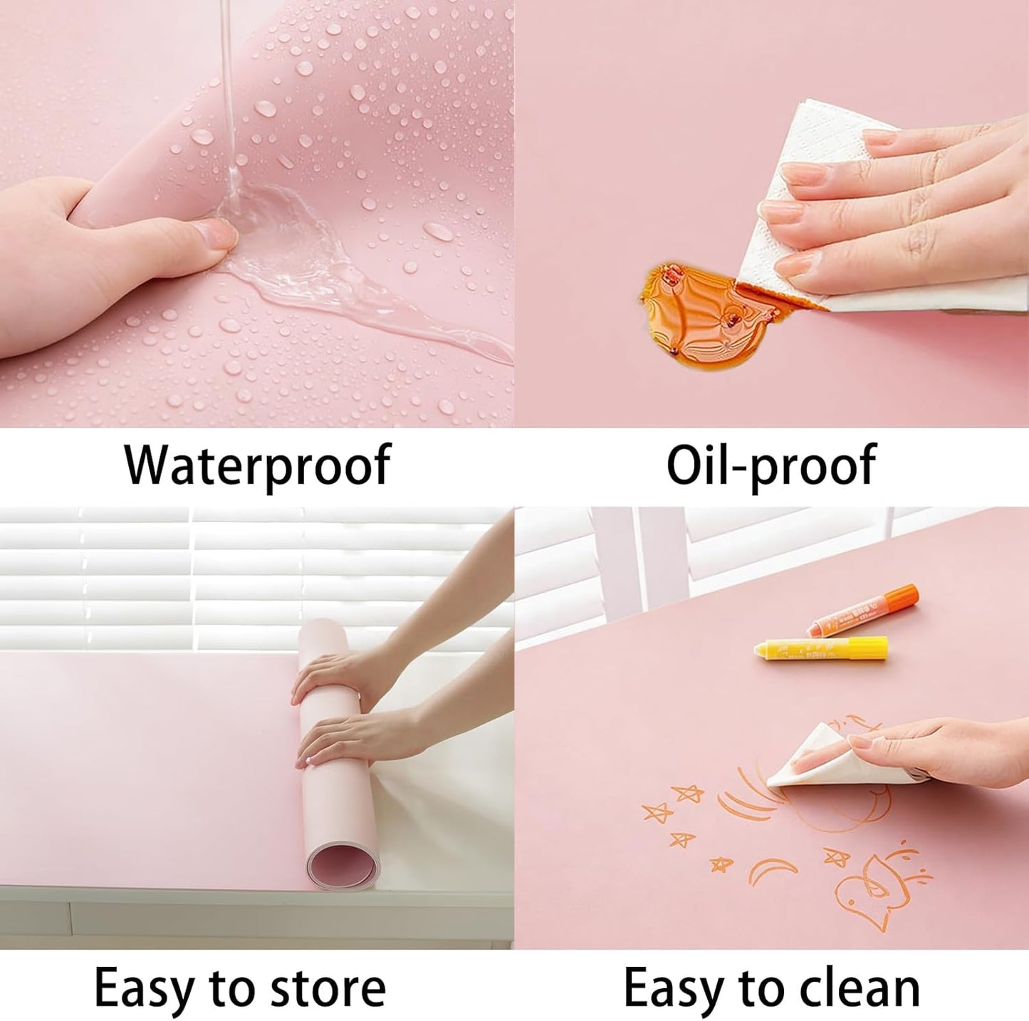 Waterproof Heat Resistant Baking Mat Jewelry Casting Mats for Crafts Epoxy Resin, Easy to Clean(Pink and Light Pink, 15.8 X 47.2 Inches)