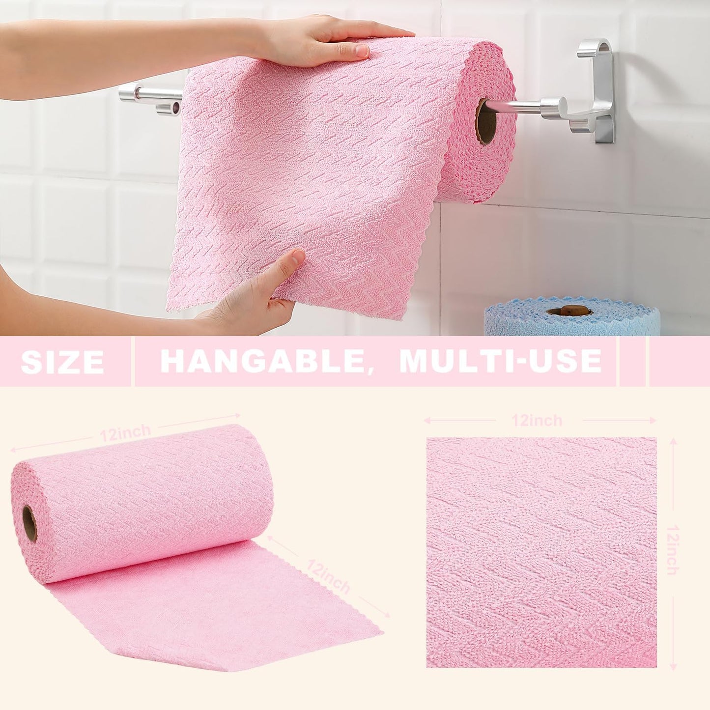 80 Pack Microfiber Cleaning Cloth Roll Reusable Paper Towels 12"x12" Tear Away Cloth,Absorbent Dish Rags for House Kitchen,Wash Cloths,Lint Free Rags for Window Cars Cleaning Supplies