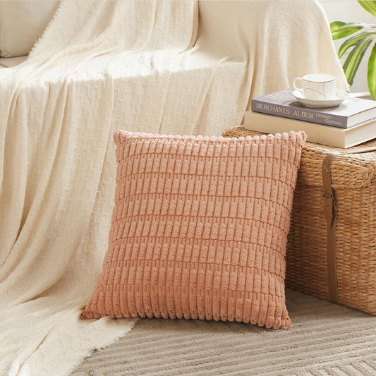 Fancy Homi 4 Packs Decorative Throw Pillow Covers for Living Room Couch Bed, Modern Farmhouse Boho Home Décor Accent Cushion Case, 20" x 20", Peach