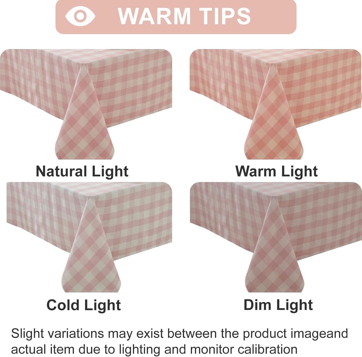 Alsoo Pink Gingham Tablecloth Rectangle Checkered Table Cloth Cotton Linen Fabric Wrinkle Free Washable Buffalo Plaid Table Cover for Kitchen Dining Picnic Camping, 60 * 75 inch