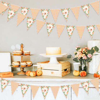 Peach Party Decoration 3PCS Sweet Peaches Party Banners One Sweet Peach Birthday Supplies Pennant Banner Fruit Theme Birthday Hanging Banner for First Bday Baby Shower Bachelorette
