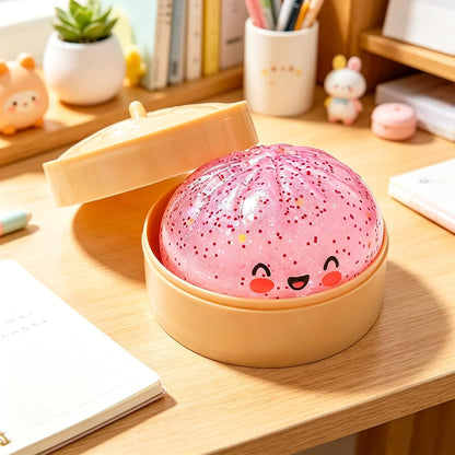 Dumpling 2026 New Glitter Soft Box, Stress Relief, Soft Squeeze Decompression Dough, Dumpling Soft for Stress Relief (Transparent Pink)