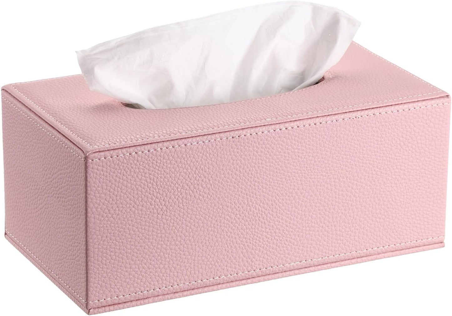 Sumnacon Tissue Box Cover Rectangle Tissue Box Stylish PU Tissue Box Holder with Magnetic Bottom, Decorative Leather Tissue Holders for Living Room Bathroom Home Office, Pink, Small