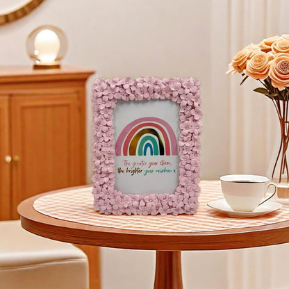 5x7 Ornate Picture Frame Embossed Flower Art Deco Photo Frames 5 x 7 Floral for Wall and Tabletop Display with Glass Retro Home Decor (Pink)