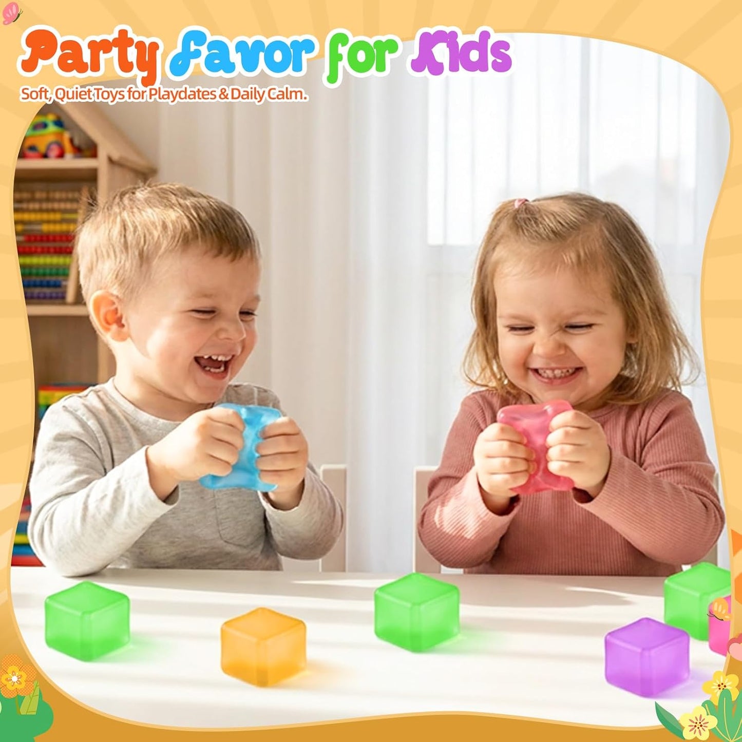 Squishy Cube for Kids & Adults, Ice Cube Squishy Slow Rising Squishy Fidget Toys, Squeeze Toys for Stress Relief, Classroom Prizes Party Favors Birthday Gifts(Pink)