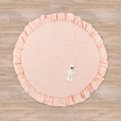Lush Decor Baby Round Ruffle Play Mat 36" Diameter Blush - Tummy Time Mat - Pink Playmat - Baby Play Mats for Floor - Girl Nursery Decor