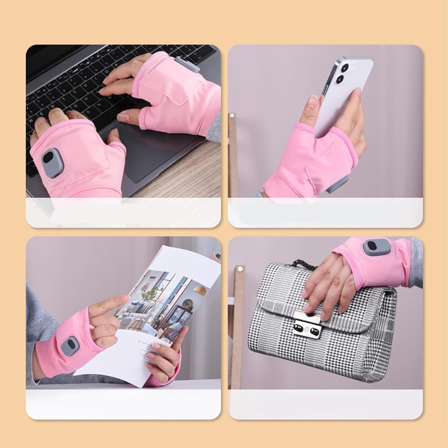 Heated Fingerless Gloves for Women, Smart Thermostatic Portable Heated Gloves, Rechargeable Heated Glove with Digital Display for Women Men for Outdoor Work, Cycling, Skiing