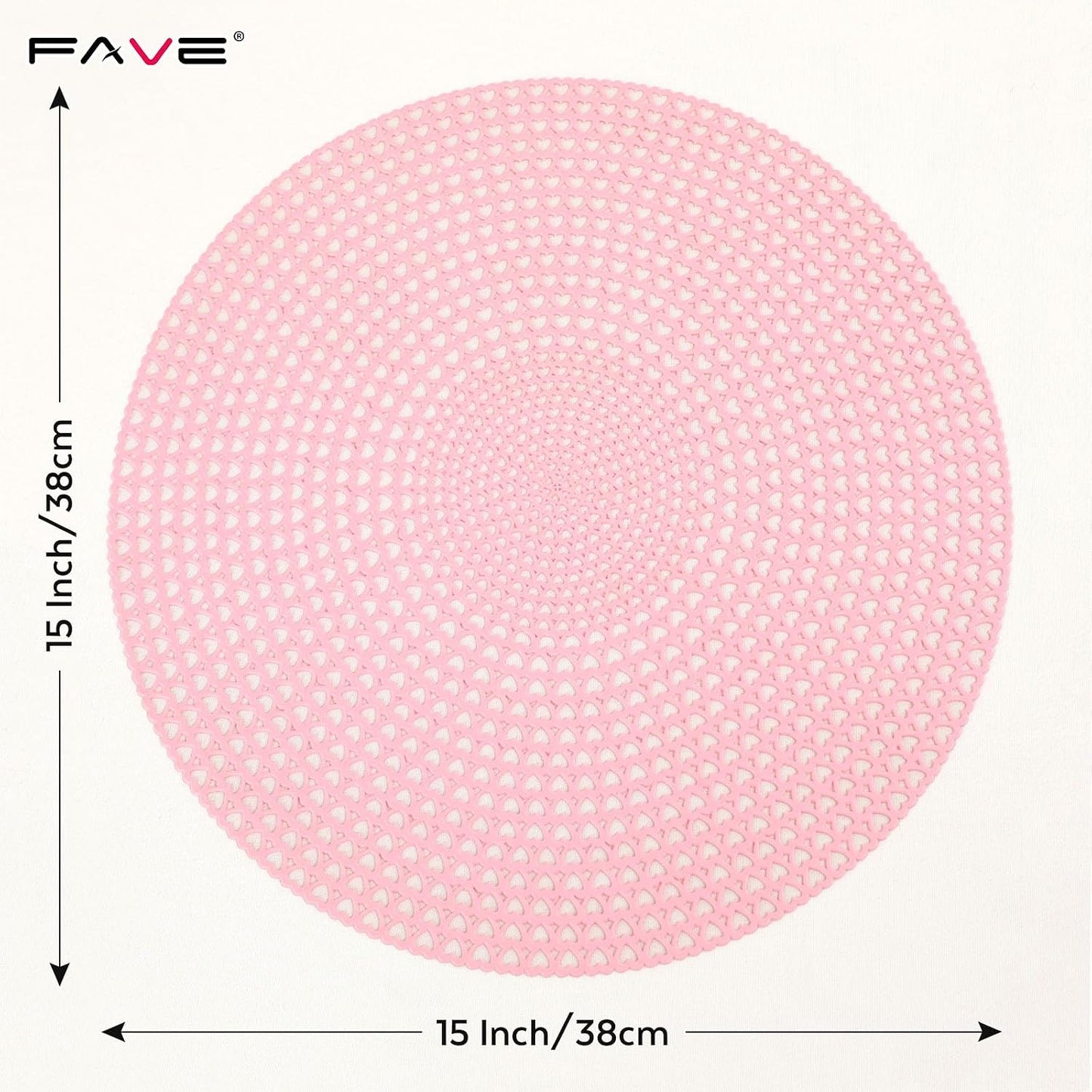 FAVE Pink Vinyl 6PC Round Placemats, Washable Table Mats for dinnner Party