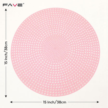 FAVE Pink Vinyl 6PC Round Placemats, Washable Table Mats for dinnner Party