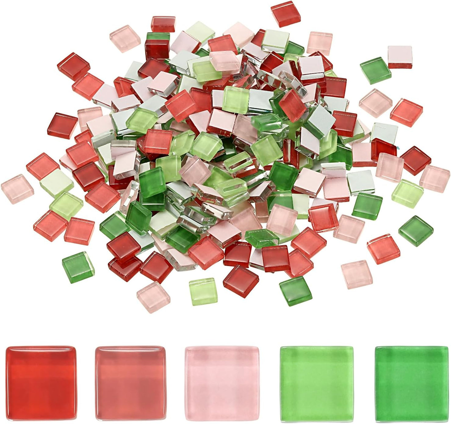 uxcell 300Pcs Glass Mosaic Tiles, 300g Square Crystal Mosaic Glass Crafts Supplies Ceramic Tiles for Crafts Bulk Picture Frames Flowerpots Home Art Decor (0.4 x 0.4 Inch, Peach)