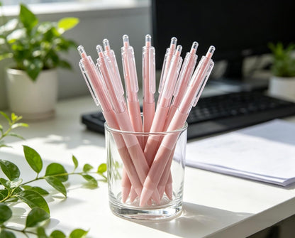 YYaaloa 20pcs Cute Pens Black Gel Ink Pens Retractable 0.5mm Gel Pens Bullet Point Nice Gifts Fun Pens for Women Office Supplies (20, Pink)