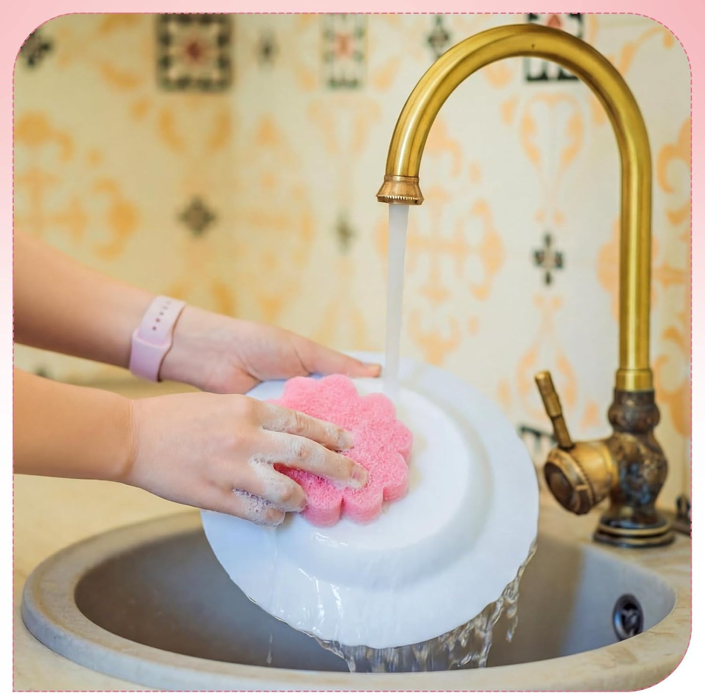 SiliFine 12 Pack Spring Flower Kitchen Sponges Bulk 3.15 x 4.7 Inch Scrub Sponge Dual Sided Scrubber Sponge Holiday Cleaning Sponges Dish for Dishwashing Kitchen Accessories Home Gift Decor