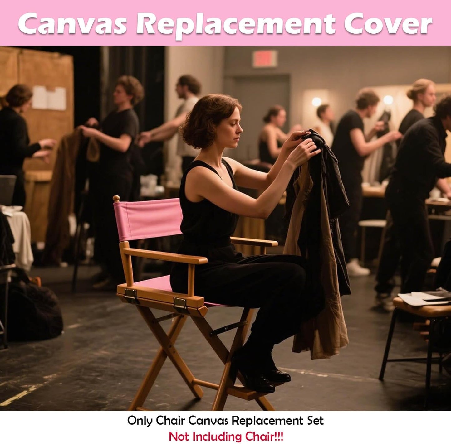 STAY GENT Director's Chair Canvas Replacement Kit 21"L x 8"W - 21"L x 16.5"W Replacement Canvas Durable Cotton Canvas Seat & Back Covers for Home,Model Artist,Makeup,Show Dressing Room, 1 Set Pink