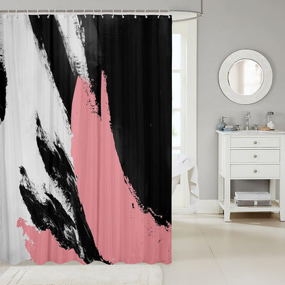 Feelyou Pink Abstract Shower Curtain for Bathroom Decor Modern Minimalist Bath Curtain for Stalls Bathtubs Geometrics Bathroom Accessories Luxury Waterproof Polyester Fabric with 12 Hooks 72"x72"
