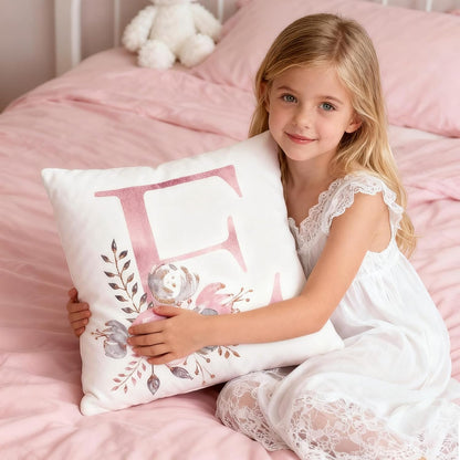 Pink Throw Pillow Covers Cute Alphabet Decorative Cushion Covers Square Letter Throw Pillows Protectors for Sofa Couch Bedroom Chair Home Decor 18 x 18 Inch(K)