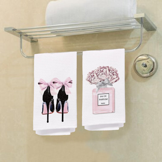 Pink Hand Towels Decor for Bathroom, Pink Bathroom Accessories Decorative Towels for Washroom Bath Towels Set of 2, Bow Decor Hand Towels Decor for Washroom Gifts for Women