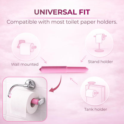 Toilet Paper Roller Holder (7 Inch) Pink - Plastic (Spring Loaded) Replacement Spindle Rod - Roll Extender fits Extra Large Bathroom Tissue Rolls