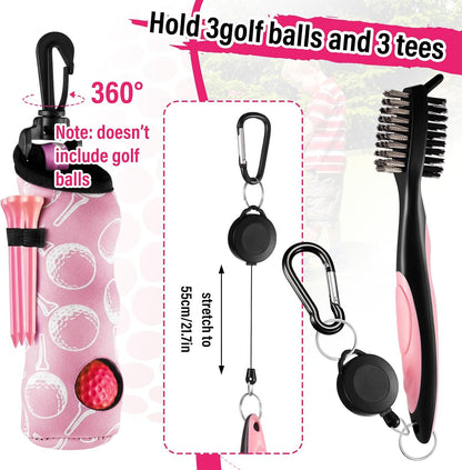 16 Pcs Golf Accessories Kit, 4 Pcs Leather Golf Club Headcovers for Woods, Drivers & Hybrids with Magnetic Ball Marker, Tees & Cleaning Brush Set for Men & Women