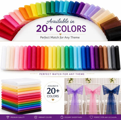 Elegant Organza Chair Sashes Sheer Fabric Sashes for Weddings, Parties, and Special Events – (Pack of 10 PC, Baby Pink)