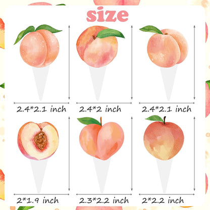 Peach Cupcake Toppers Birthday Party Decorations 48PCS Peach Cupcake Picks Sweet Peaches Fruits Cake Decor for One Sweet Summer Baby Shower Supplies