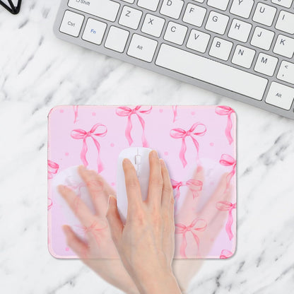 Thinp Bow Mouse Pad, 10 x 8 Inch Square Computer Mouse Pad Small Mouses Pads with Non-Slip Rubber Base Cute Kawaii Mouses Pads Washable Mouse-Mat for Laptop Home Office Gaming Working (Pink)