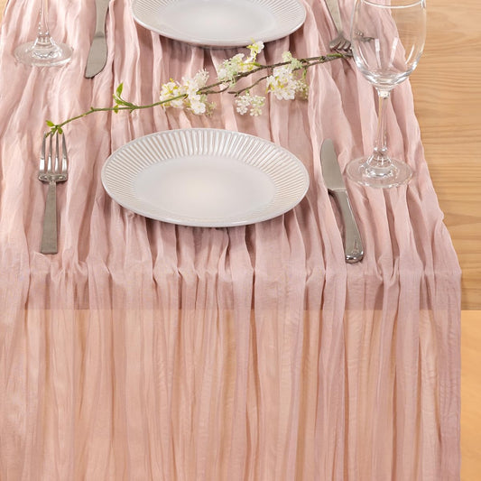 MLMC 3 Pack Pink Table Runner Dusty Pink Cheesecloth Table Runner 10ft Rustic Gauze Cheese Cloth Centerpiece Decor 35x120 Inches for Wedding Bridal Baby Shower Birthday Party Decor